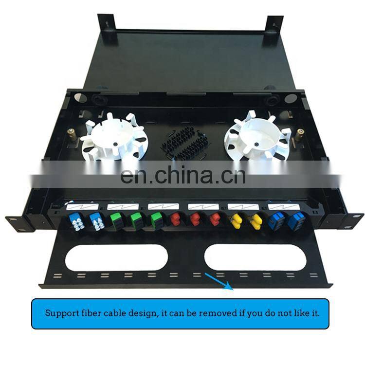 Hanxin Standard 19" Cabinet 12port Odf Distribution Splice Box 12 Port Patch Panel With Compatible ST SC FC LC MTRJ and MPO/MTP