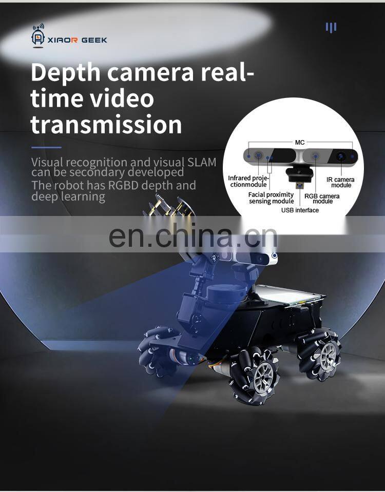 Assembled ROS MROS Lidar Car Mecanum Wheel Robot Car +4DOF Robotic Arm With 7" Touch Screen Range 12M/39.4FT