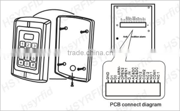 2000 card capacity 125khz 2 relays wiegand26 RFID standalone controller for access control system