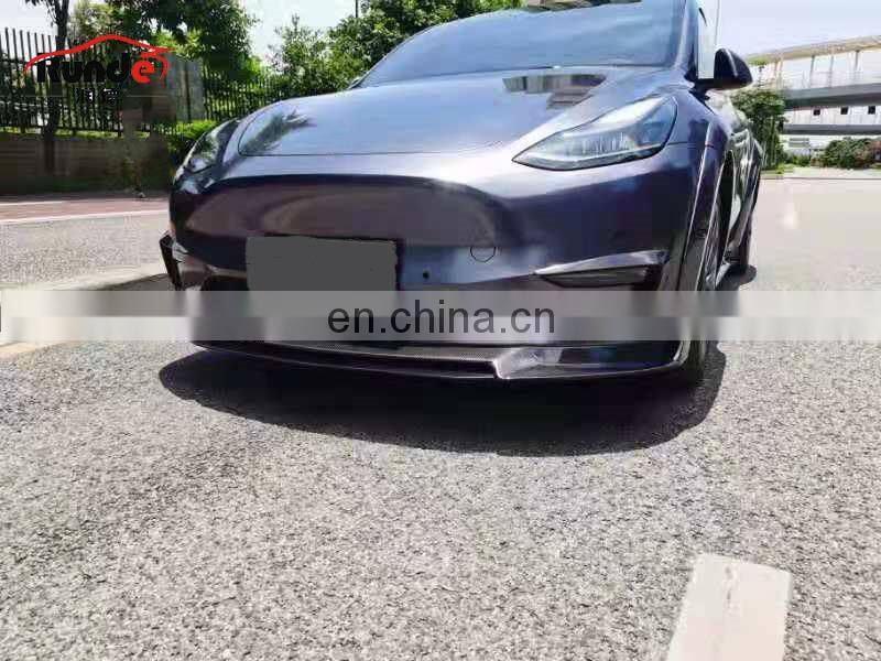 Runde Carbon Fiber Material Body Kit With Front Lip Side Skirts Wheel Eyebrow Rear Diffuser Spoiler For 2019+Tesla model Y body kit