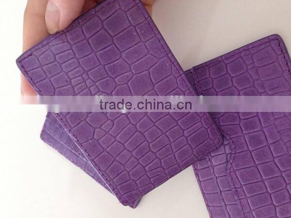 New Design Purple Color Genuine Crocodile Parttern Cow Leather Credit Card Holder ID Business Name Card Case for lady