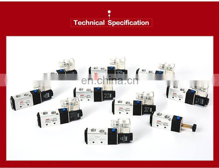 SNS 4V2 series pneumatic 5/2 way solenoid operated directional control valve, 12V/24VDC/220VAC solenoid valve