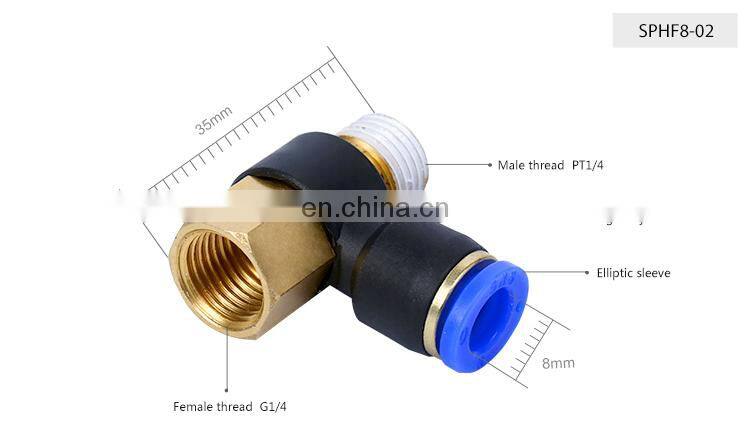 SNS SPHF Series Pneumatic 90 Degree Elbow Male-Female Thread Push To Connect Pipe Fittings Quick Tube Joints