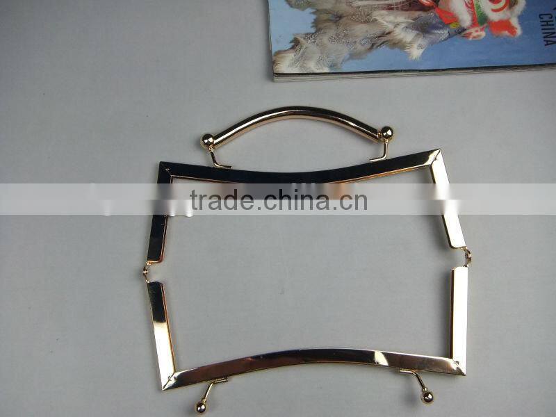 DIY 20.5*8cm Europe style gold kiss lock metal handbag frames with metal handle&clasp loop