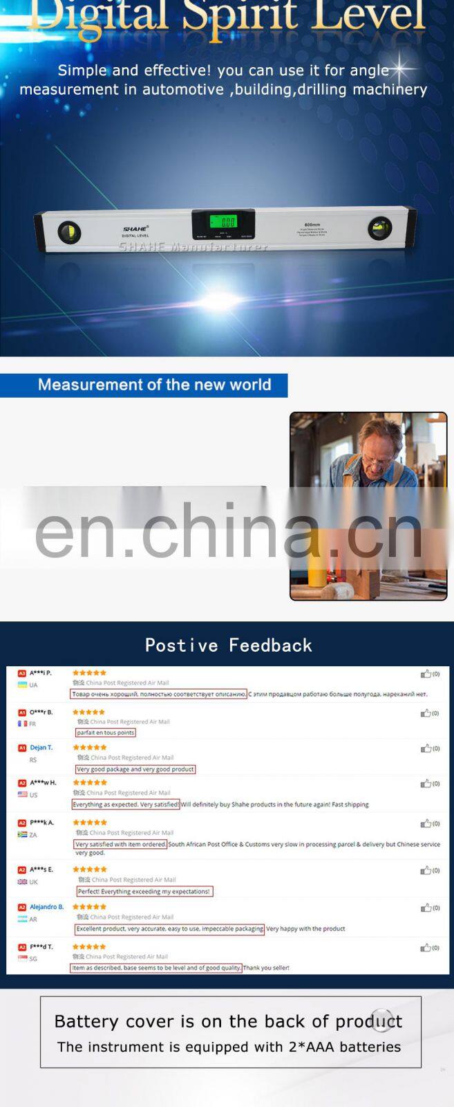 600mm Magnetic Digital Protractor Digital Spirit laser level Aluminum Alloy angle bubble level digital spirit level with laser