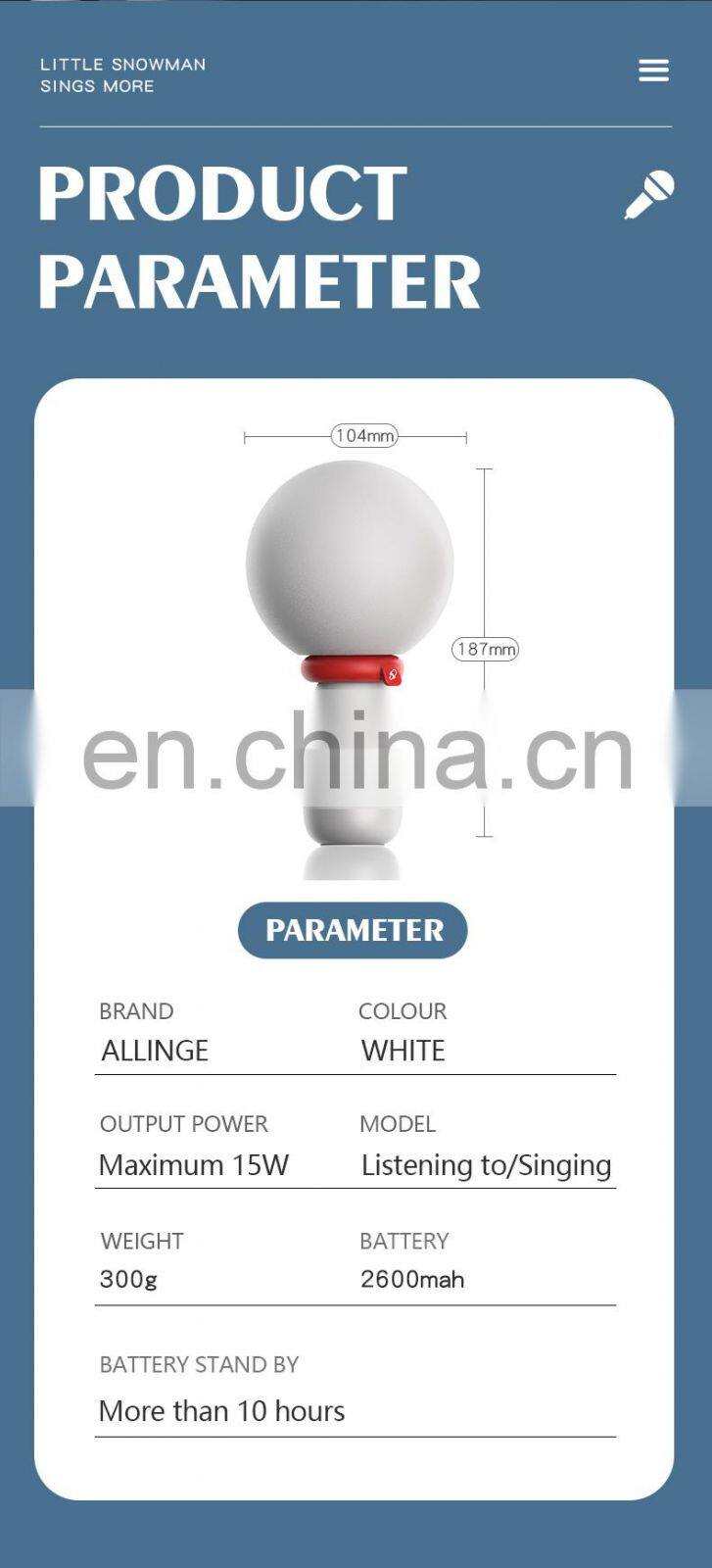 ALLINGE MDZ3633 Portable Microfono Wireless Home Use Singing Machine Microphone Karaoke Speaker