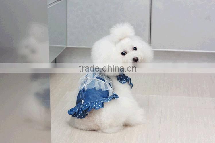 Summer jean with lace pet dog accessories pet clothes puppy clothes