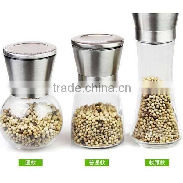Amazon Manual Brushed Stainless Steel Salt and Pepper Mills Grinder Stunning Glass Body pepper grinder long bottle