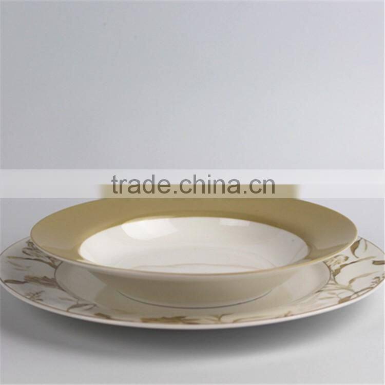 broadside round new bone china white glazed flower pattern decorated price competitive Hebei factory 20PCS dinnerware set