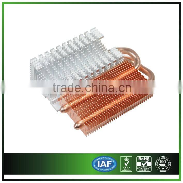 customized aluminum heat sink with 2copper heat pipes
