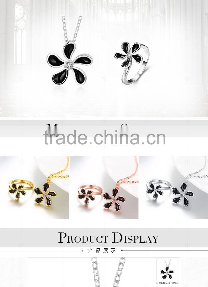 Custom Popular jewelry 18K Gold Plated Necklace and Ring Jewelry Set