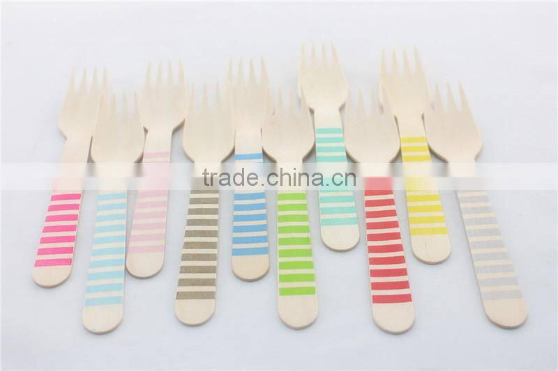 Pink Stripe Polka Dot Chevron Wooden Fork wooden utensil Wedding Deco Fork