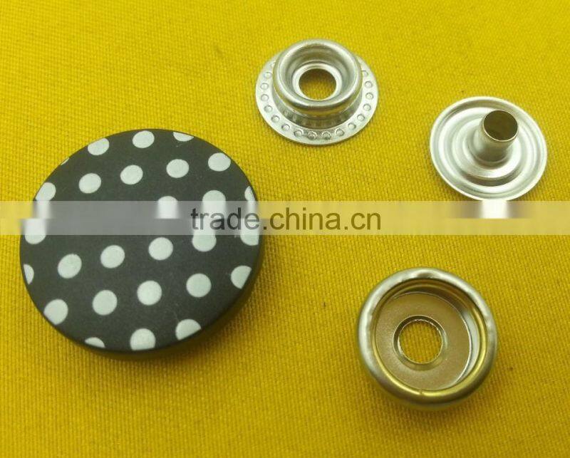 23mm Nylon cap with white dot printed Snap Press Button For Jackets -- PA2179