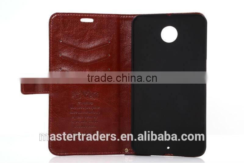 Original K-COOL Fine Sheep Grain Printing Stand PU Leather Wallet Case For Google 6 MT-2829