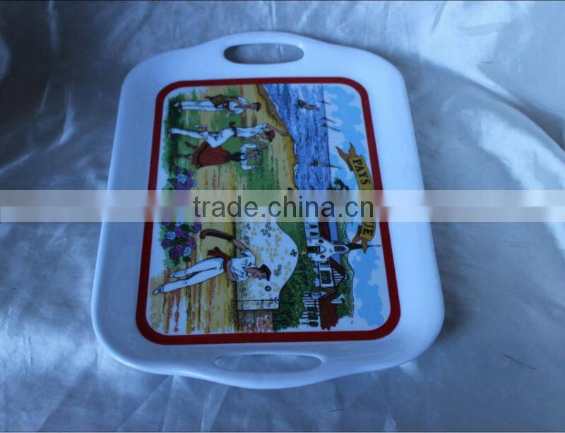 14 inch two-handled rectangular melamine tray