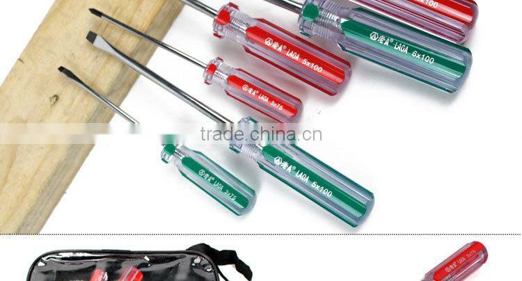 6pcs colorful transparent handle screwdriver set crossed and slotted screwdriver