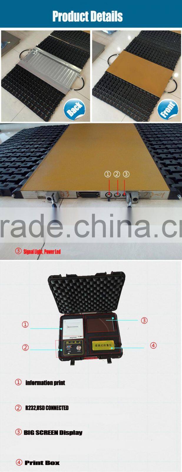 Portable static or dynamic axle weighing pad scales