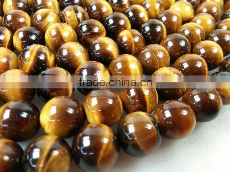 Polish Natural Stone Beads Yellow Tiger Eye Stone Loose Beads