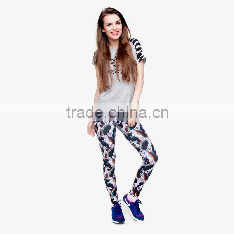 Taobao Fashion New Design Leggins 3D Print Rainbow Unicorn Women Leggings