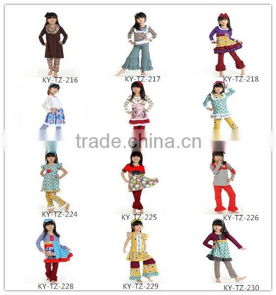 fashion fall kid clothes ruffle boutique girl clothing wholesale 2016