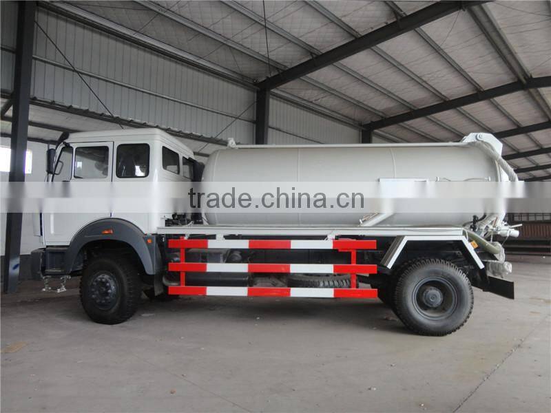 Top quality beiben 4X2 12000L vacuum truck jetting tanker