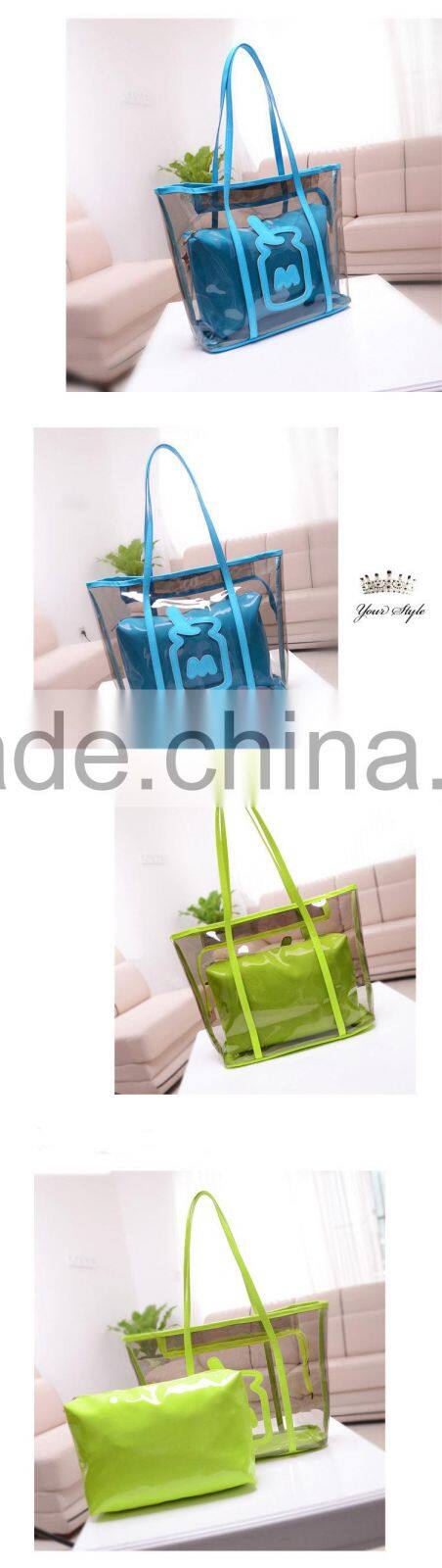 Wholesale transparent PVC bags handbag fashion pvc beach bag