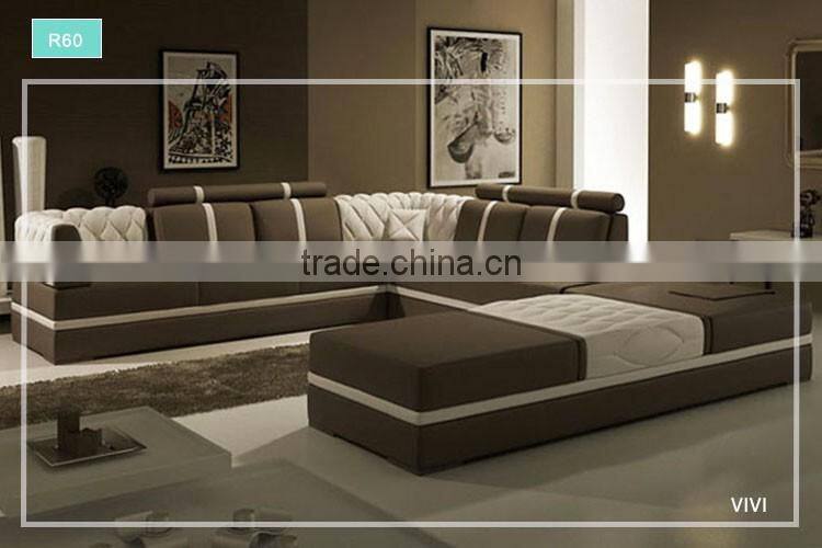 Luxury design R60 big sectional leather sofa