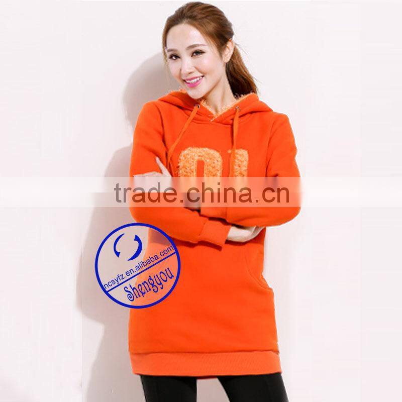 Wholesale womens cheap extra long applique hoodie