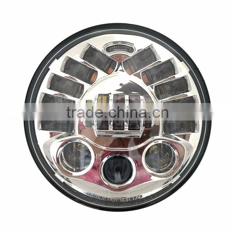 8790 7inch Led Headlight Chrome Black 12V Led Headlamp Hi/lo amber turning signal and white parking lights for Harley motorcycle