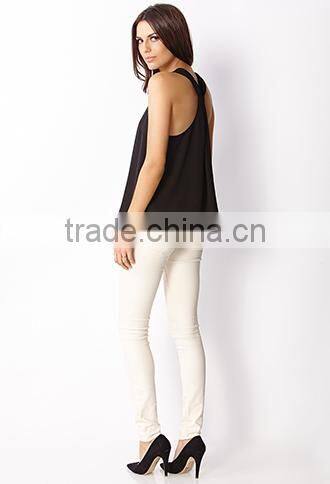 2015 H back sleeveless chiffon hot girls sexy tank top