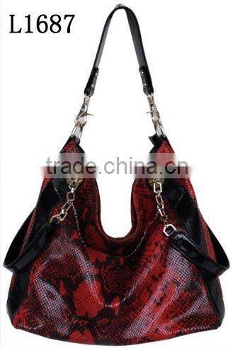 Red hot snake handbags newest PU Fashion Handbag 2012
