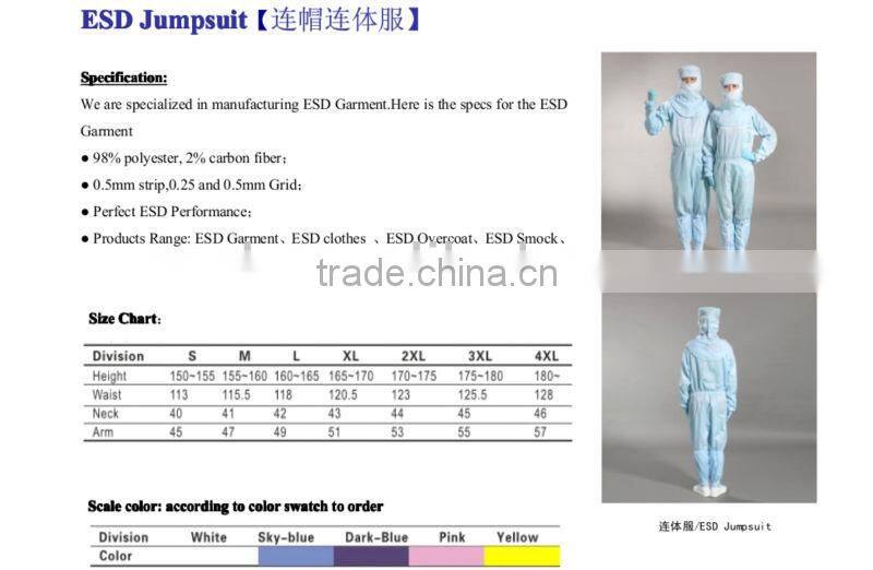 Clean room ESD clothing