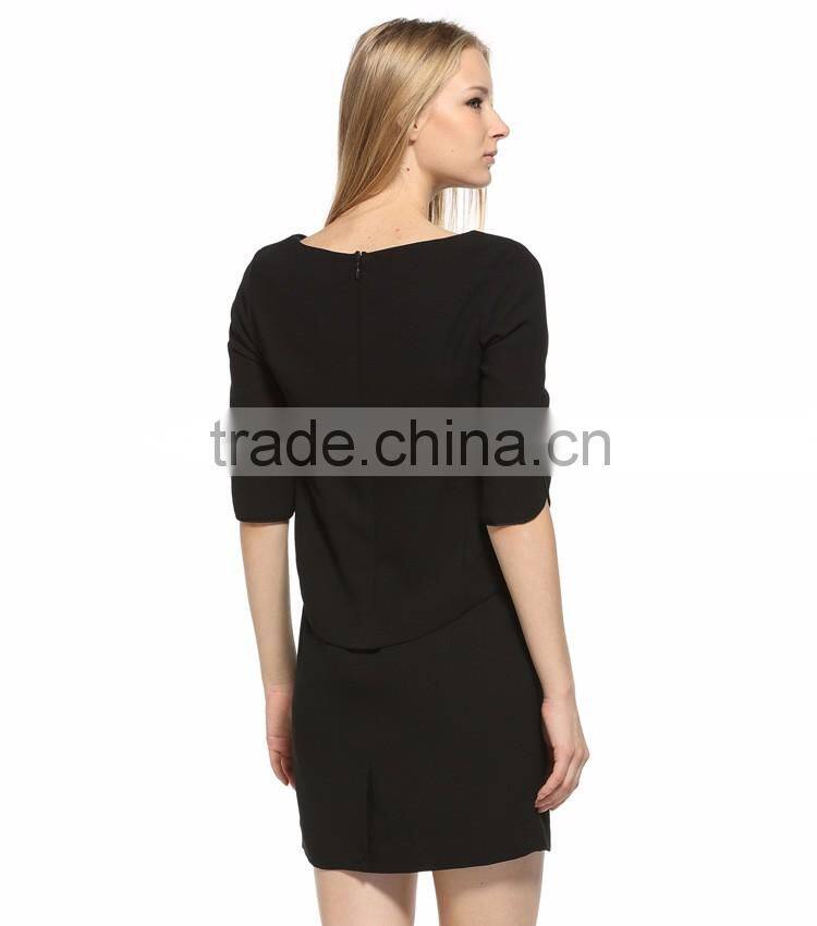 Women's False Fake Two Pieces Wear to Work Party Short Sleeve Dress OEM Type ODM Manufacturer Clothes Factory Guangzhou