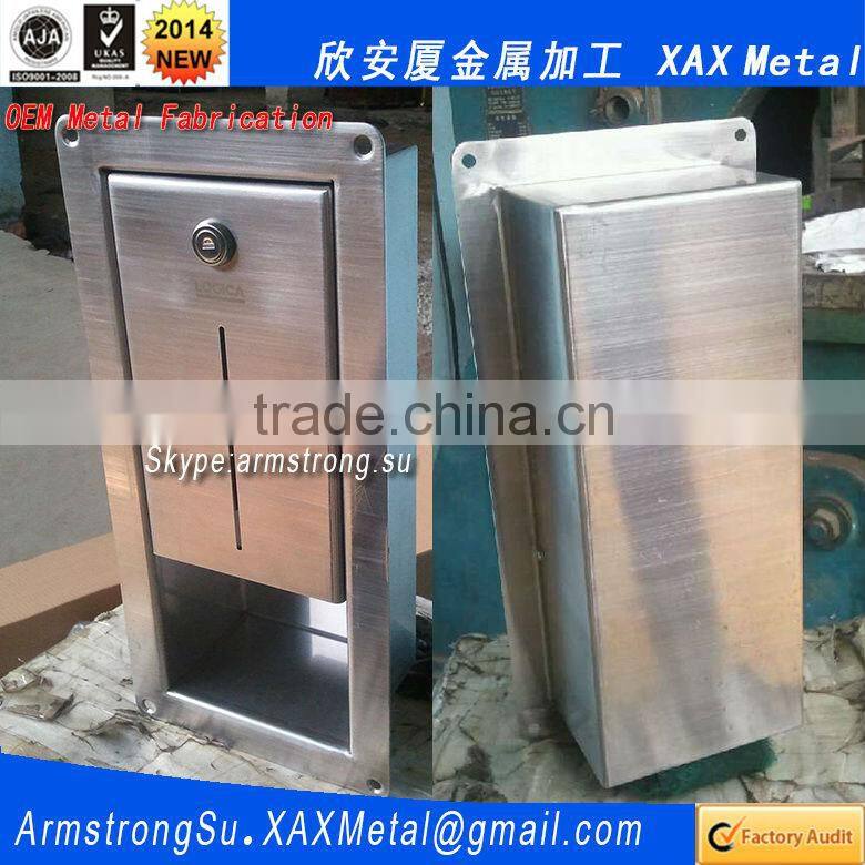 XAX02TD OEM metal fabrication ss304 ss316 Recessed Toilet Tissue Dispenser