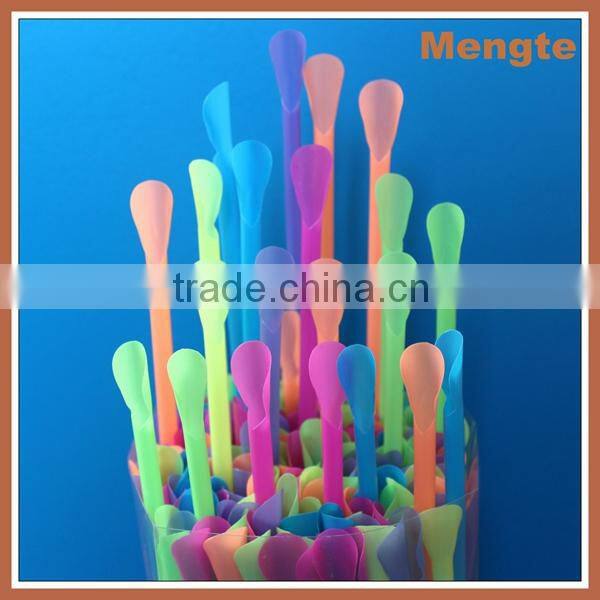 disposable plastic drinking spoon straws/plastic drinking straws with spoon