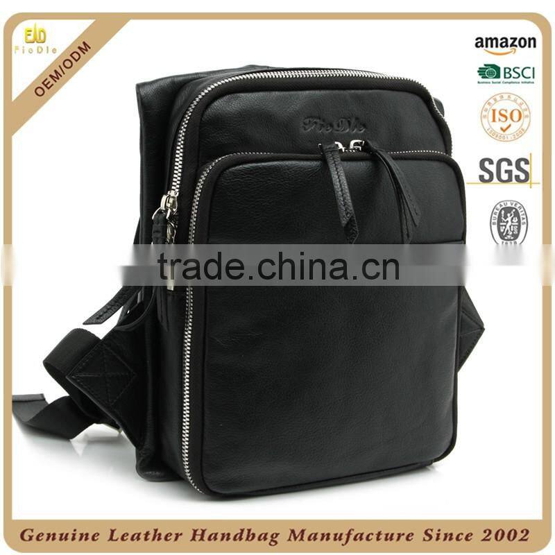 CSLRB214-001 Sports style Black leather men backpack bags handbag