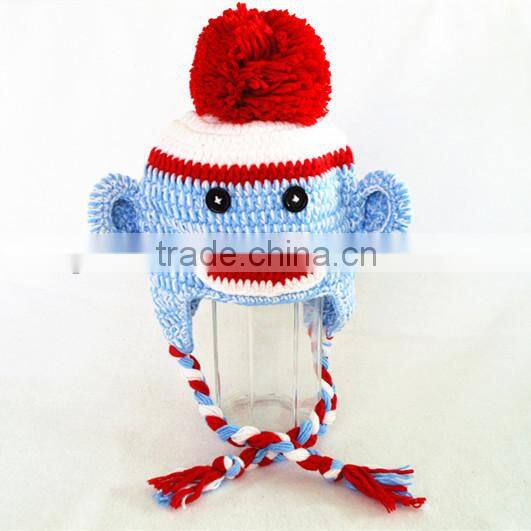 Handmade crochet baby boy beanie hat in animal pattern