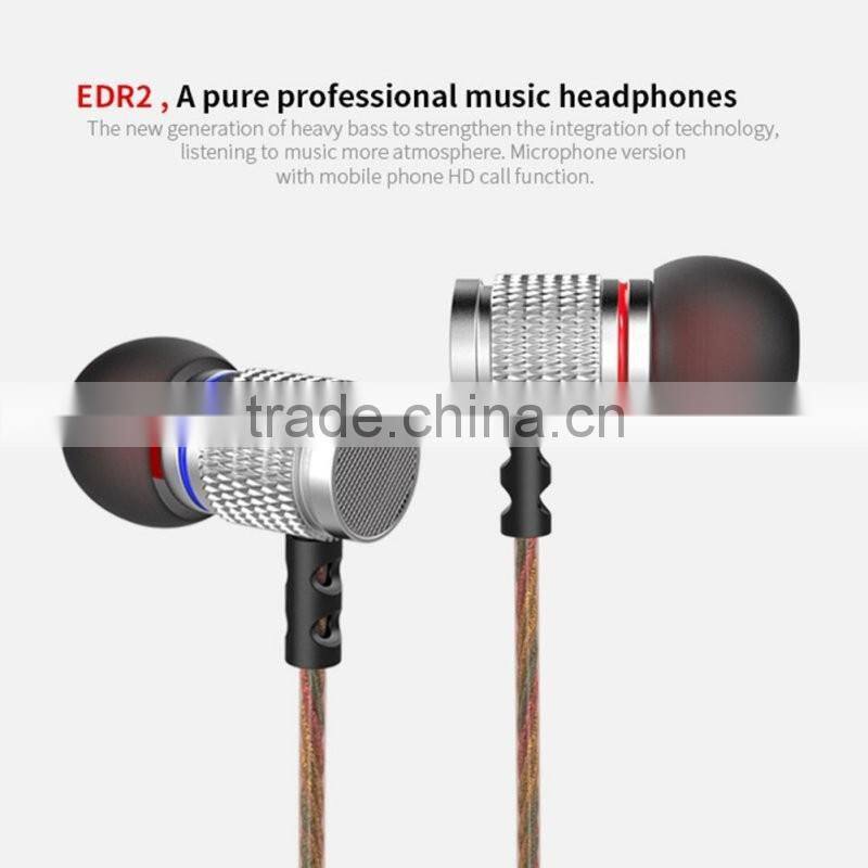 New KZ EDR2 Bass In Ear Earphone with Microphone Metal Clear Sound Music Wired Hifi Headset Enthusiast Special Use Earburd