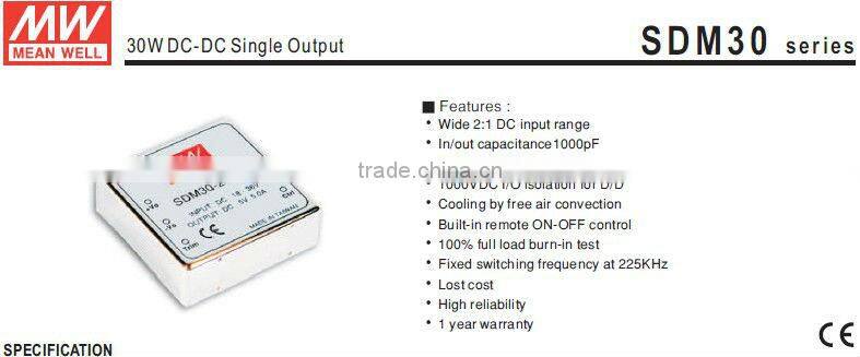 Meanwell 30W DC-DC Single Output Switching Power Supply 12v switch power supply