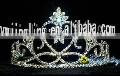 latest full round rhinestone and crystal pageant crown anf tiara