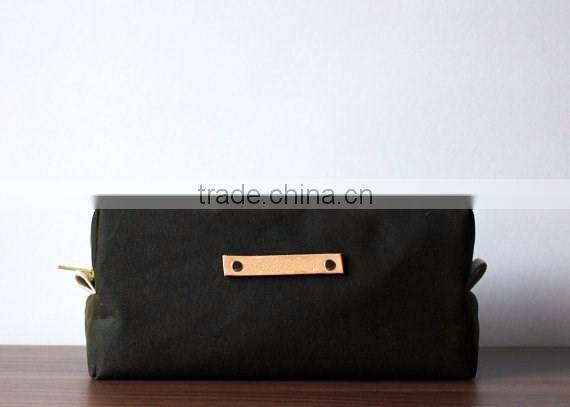 Custom high quality waxed canvas toiletry bag
