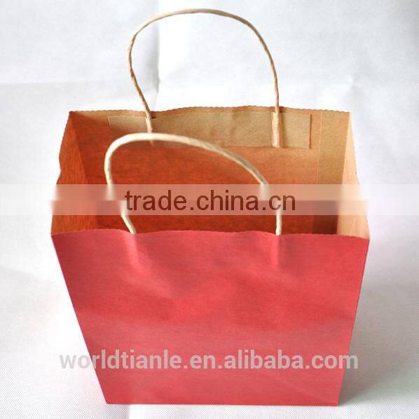 Plain Eco-friendly paper bag with twisted handles with colors printing