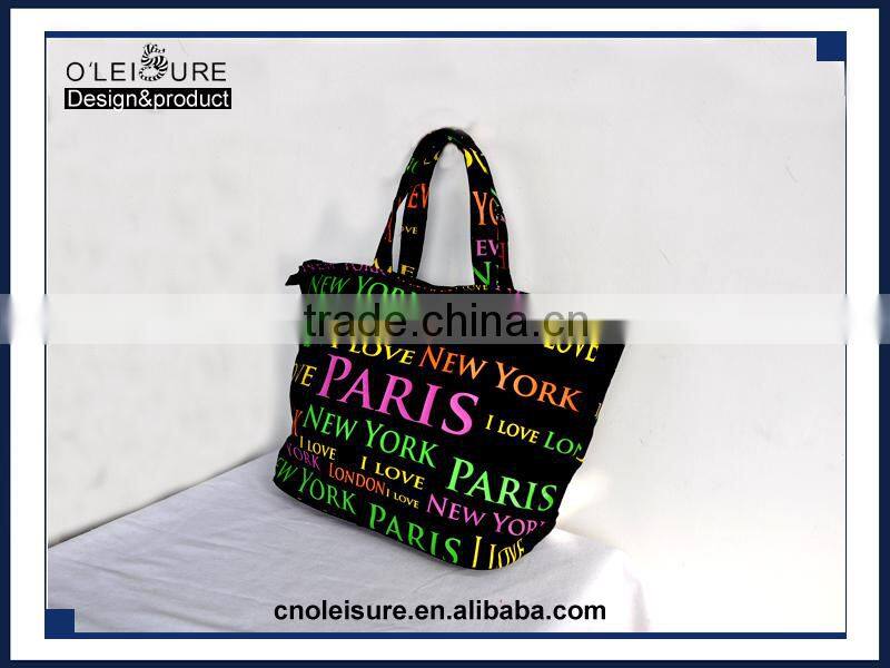 2015 China Manufactory Promotion OEM/ODM Lady's folding canvas shopping bag with printing