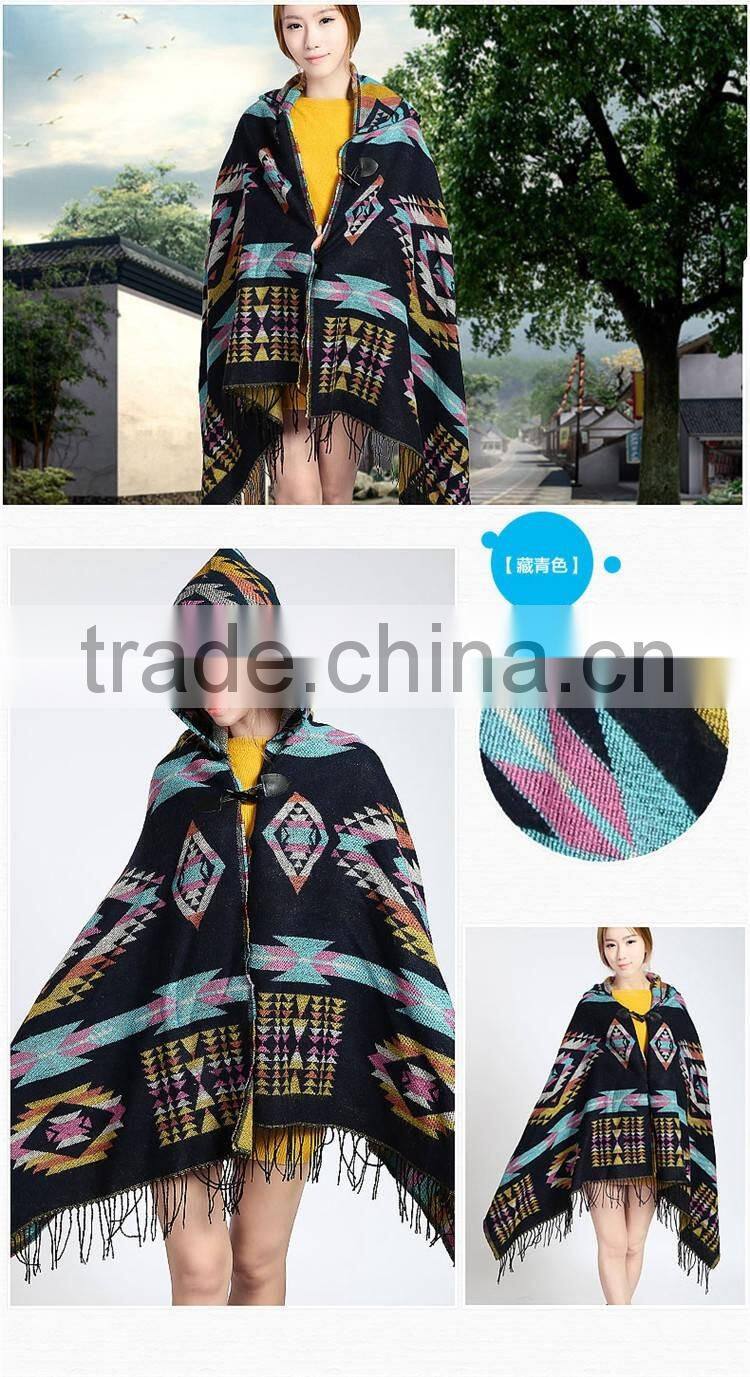 2016 The Latest Popular Acrylic Winter Lady Warm Poncho Shawl Scarf