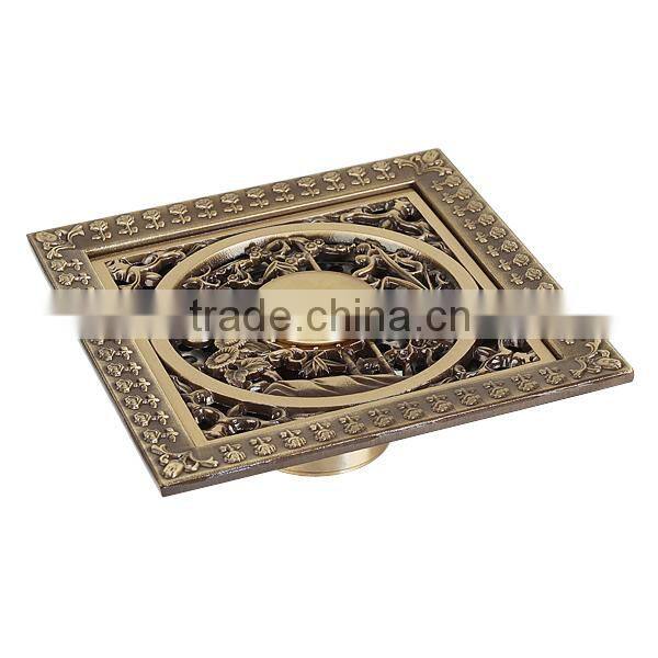 XINHANGMU brass floor drain washing machine floor drain decrotive cover antique square 120*120mm