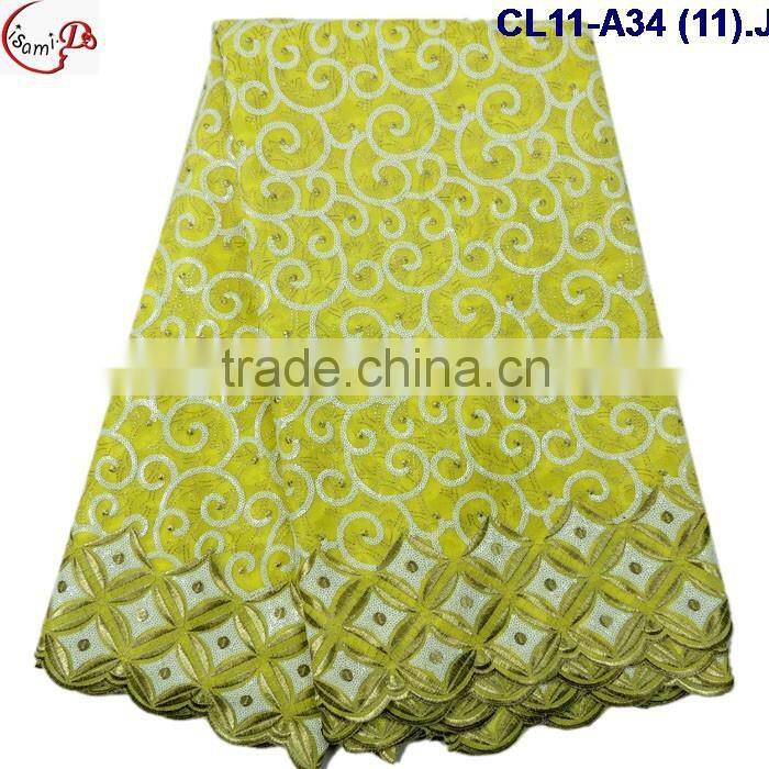 CL11-A34 (17) New arrival and good quality Organza lace fabric with big suquins for dress and clothes