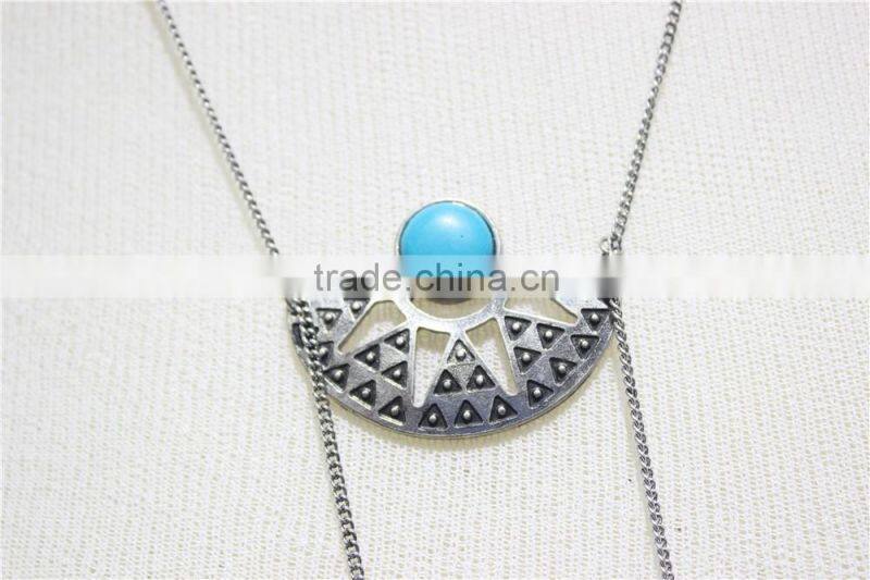 Boho Lariat Necklace Turquoise Necklace w/ Tiny Tassle Necklace 2016 Fashion Style Wholesale