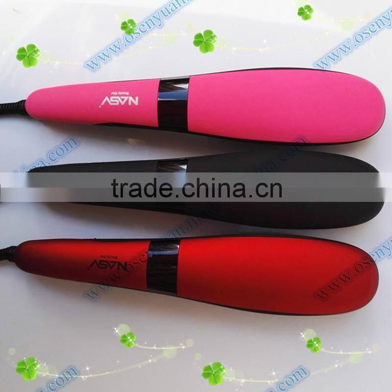 75W Professional Magic Ceramic Hair Straightening Brush Heated Brush with LCD