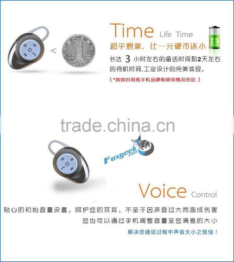 Support music playing handsfree mini earphone earpiece with bluetooth portable for mobile phone and apple