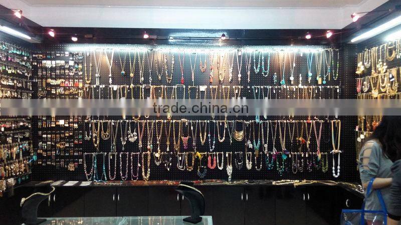 Multi Gold Chain Tassel Acrylic Necklace and Stud Earring Jewelry set